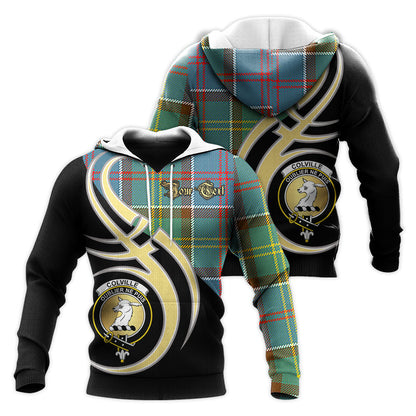 Printivon Colville Clan Believe In Me Crest Tartan Knitted Hoodie Custom Your Text
