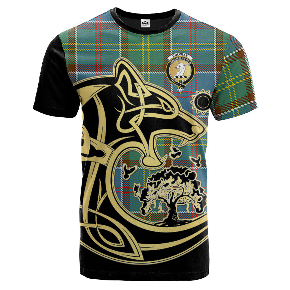 Printivon Colville Crest Celtic Wolf Tartan T Shirt Custom Your Text