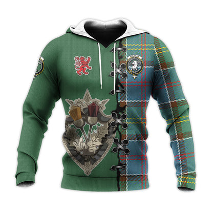 Printivon Colville Tartan Hoodie Lion Rampant And Celtic Thistle Style