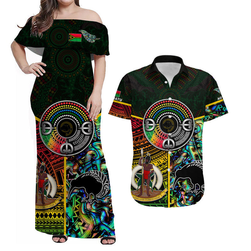 (Custom Personalised) Matching Outfits For Couples Vanuatu Mix Maori And Aboriginal Combo Dress And Shirt