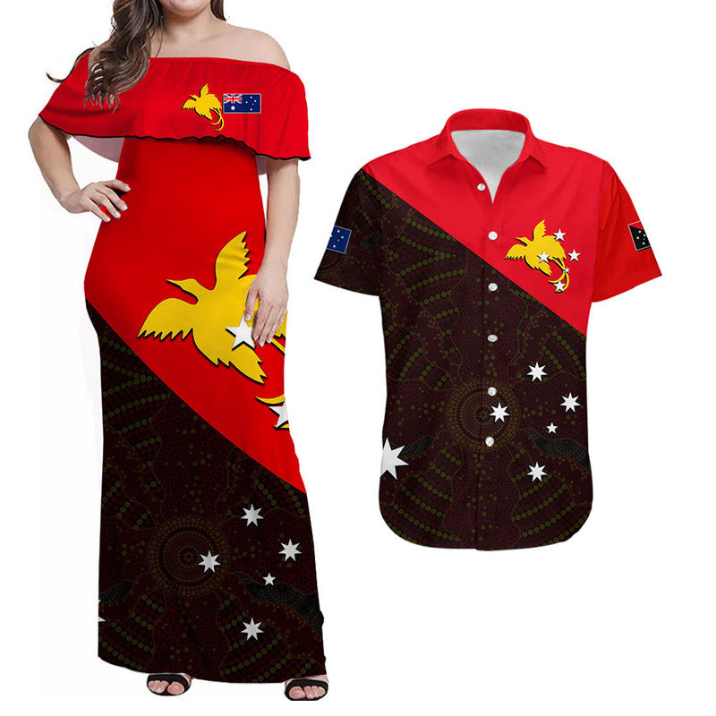 (Custom Personalised) Matching Clothes For Couples Papua New Guinea And Australia Combo Dress And Shirt