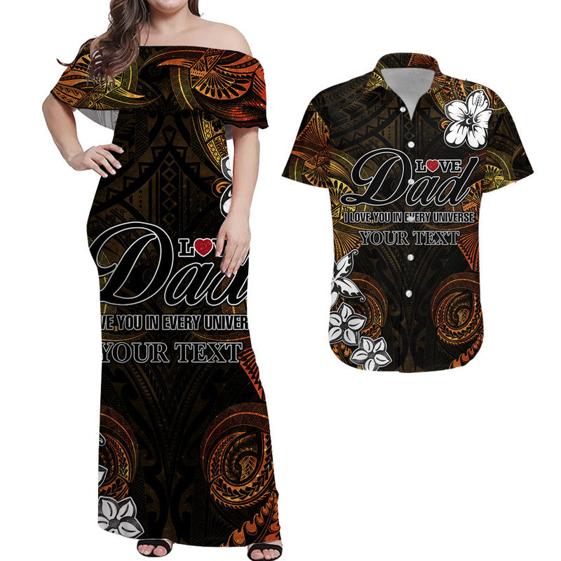 (Custom Personalised) Matching Outfit For Couple Combo Dress And Shirt Polynesian Fathers Day I Love You In Every Universe Gold