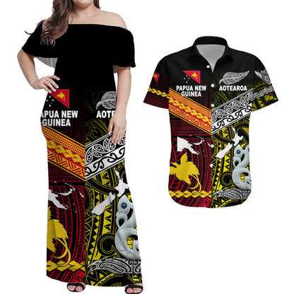 Matching Outfits For Couples New Zealand And Papua New Guinea Combo Dress And Shirt Together Yellow