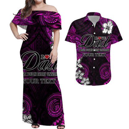 (Custom Personalised) Matching Outfit For Couple Combo Dress And Shirt Polynesian Fathers Day I Love You In Every Universe Pink