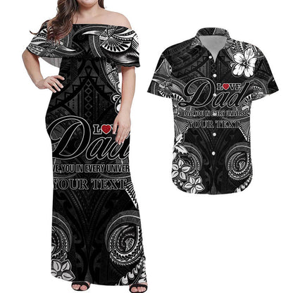 (Custom Personalised) Matching Outfit For Couple Combo Dress And Shirt Polynesian Fathers Day I Love You In Every Universe Black