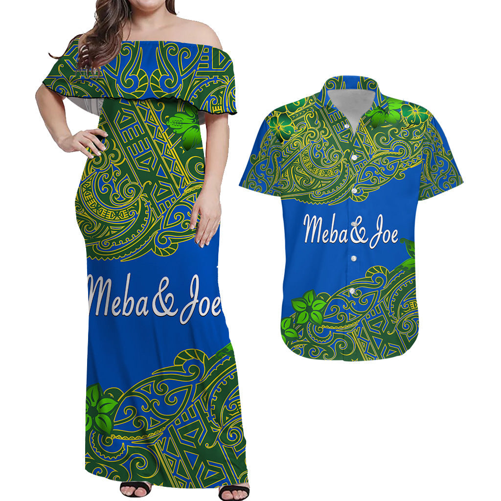 Matching Outfits For Couples Meba&Joe Combo Dress And Shirt Together Blue Melanesian Vibes