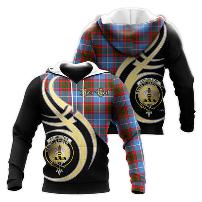 Printivon Congilton Clan Believe In Me Crest Tartan Knitted Hoodie Custom Your Text