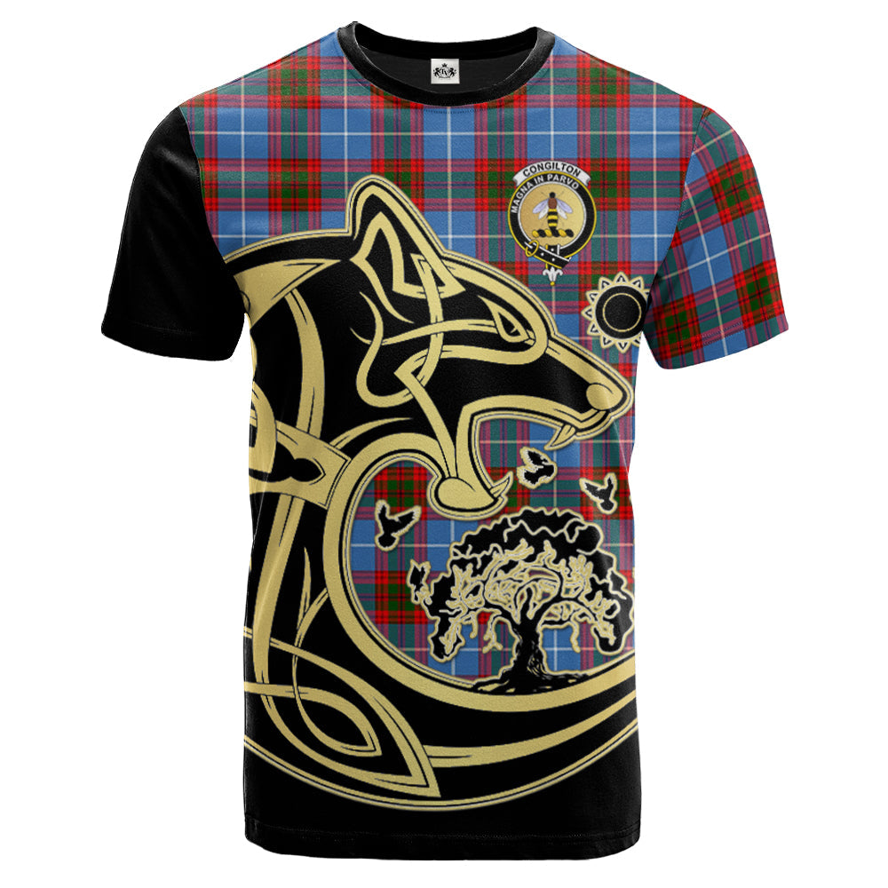 Printivon Congilton Crest Celtic Wolf Tartan T Shirt Custom Your Text