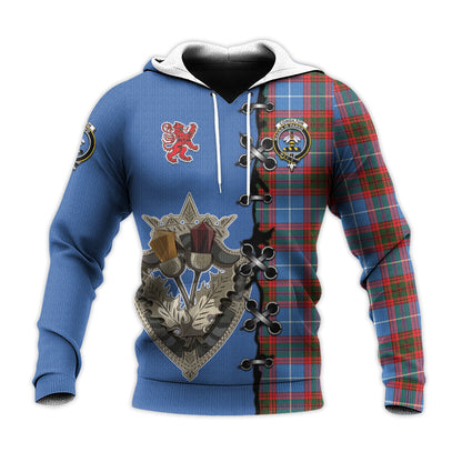 Printivon Congilton Tartan Hoodie Lion Rampant And Celtic Thistle Style