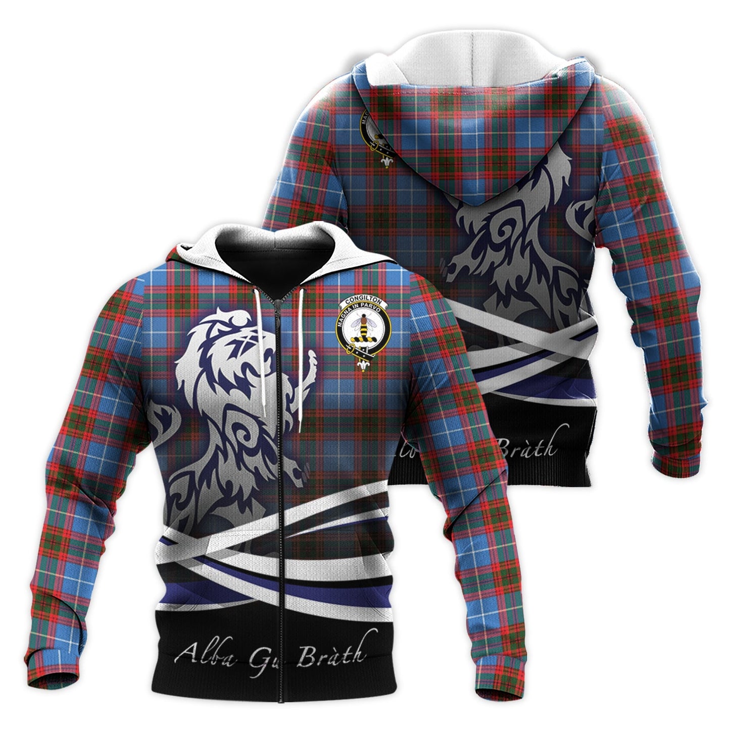 Printivon Congilton Tartan Scottish Lion Hoodie