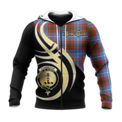 Printivon Congilton Clan Believe In Me Crest Tartan Knitted Hoodie Custom Your Text