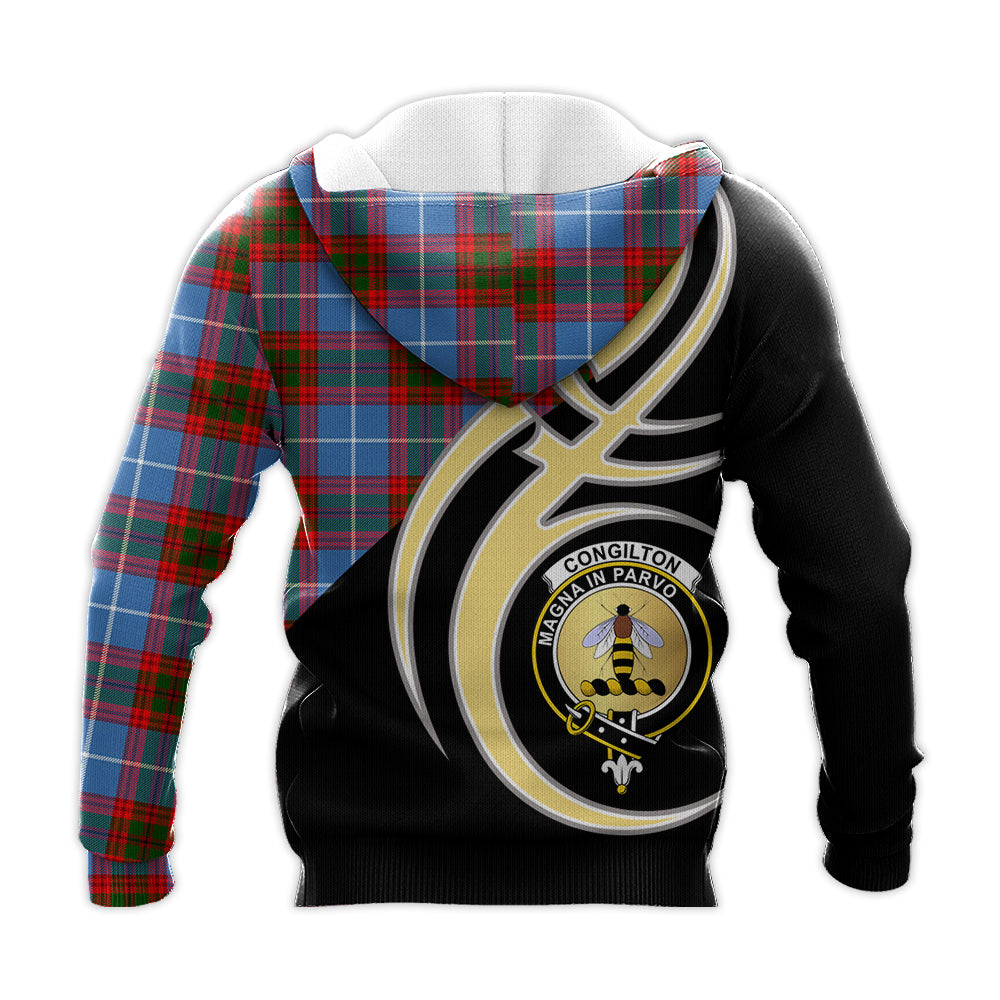 Printivon Congilton Clan Believe In Me Crest Tartan Knitted Hoodie Custom Your Text