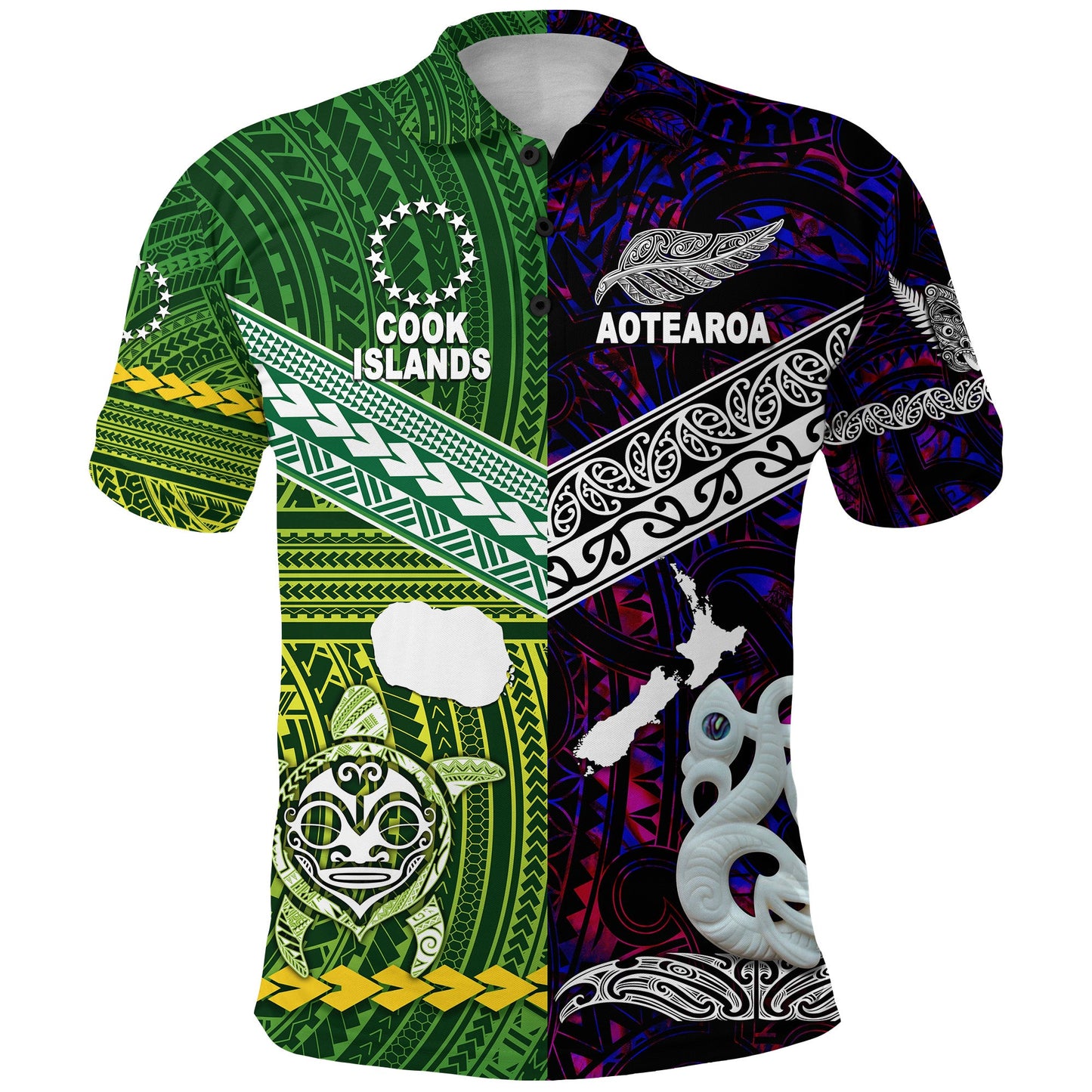 New Zealand Maori Aotearoa Polo Shirt Cook Islands Together - Purple