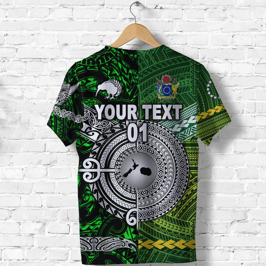 Custom Personalised New Zealand Maori Aotearoa T Shirt Cook Islands Together - Green, Custom Text And Number