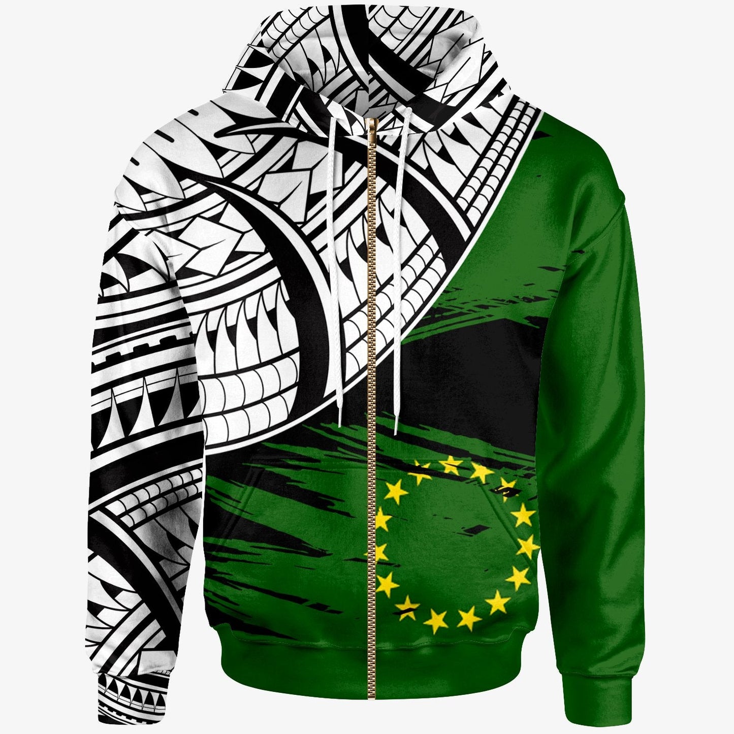 Cook Islands Zip Hoodie Cook Islands Flag Style With Claw Pattern