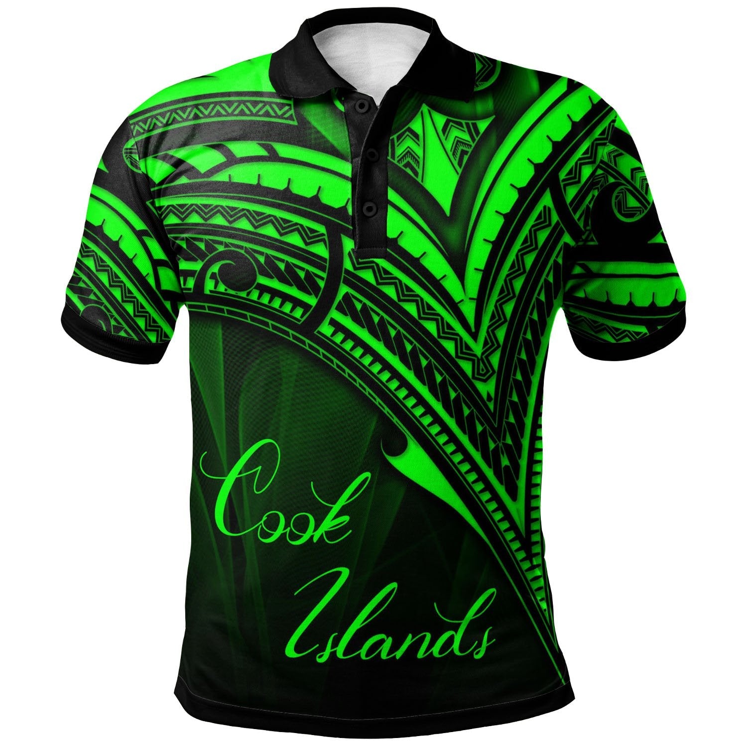 Cook Islands Polo Shirt - Green Color Cross Style