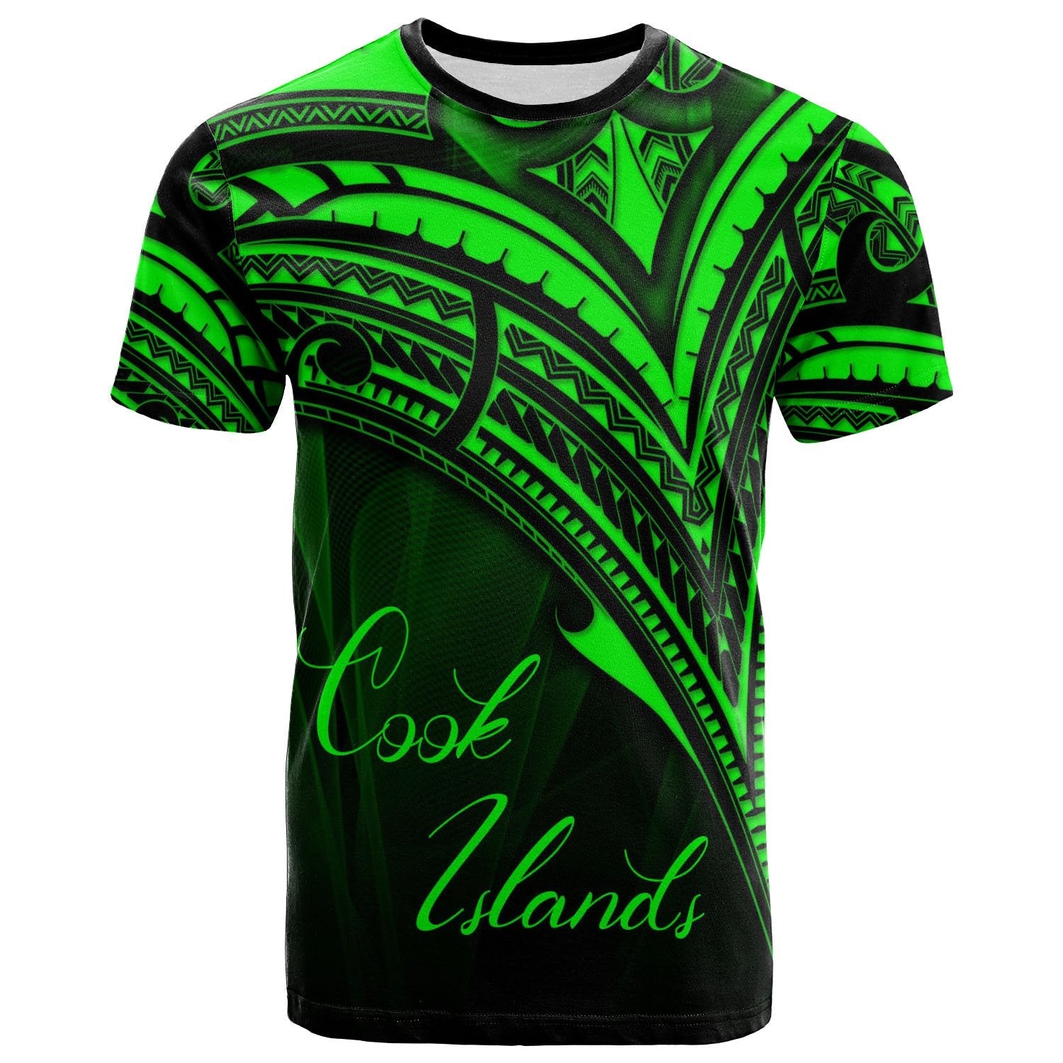 Cook Islands T - Shirt - Green Color Cross Style