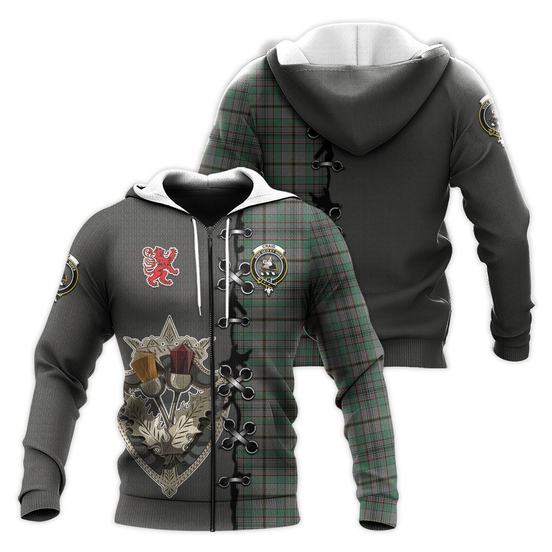 Printivon Craig Tartan Hoodie Lion Rampant And Celtic Thistle Style