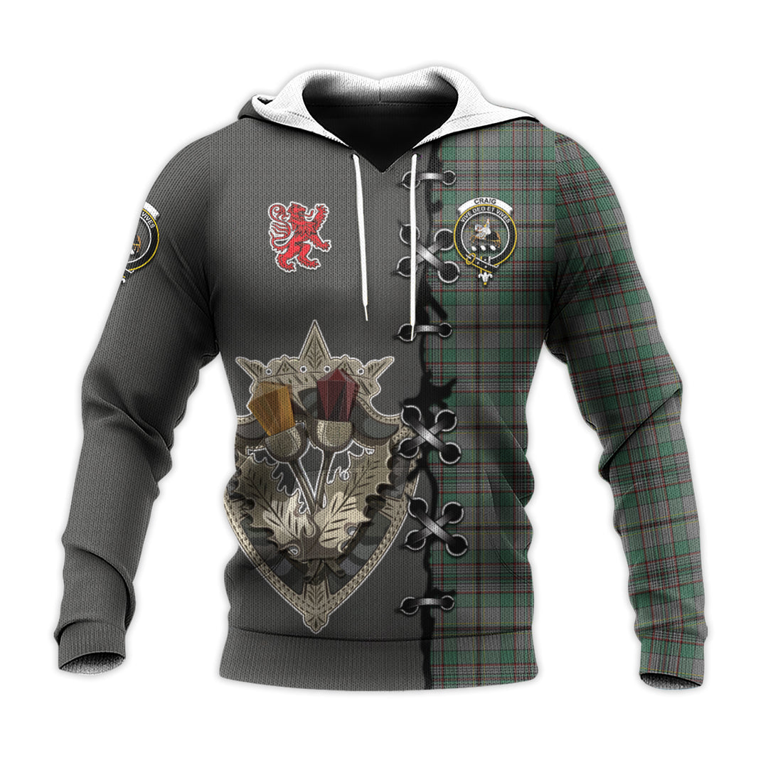Printivon Craig Tartan Hoodie Lion Rampant And Celtic Thistle Style