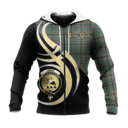 Printivon Craig Clan Believe In Me Crest Tartan Knitted Hoodie Custom Your Text