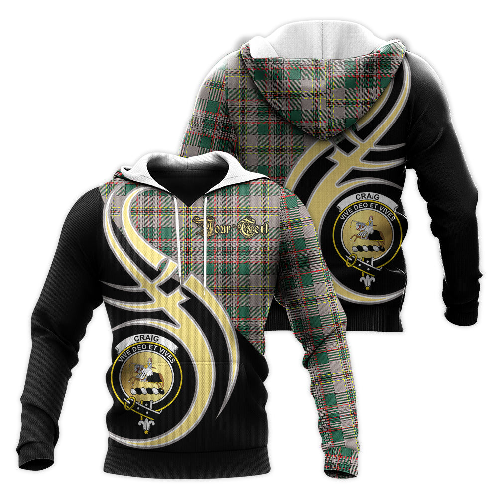 Printivon Craig Ancient Clan Believe In Me Crest Tartan Knitted Hoodie Custom Your Text