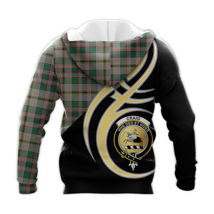 Printivon Craig Ancient Clan Believe In Me Crest Tartan Knitted Hoodie Custom Your Text