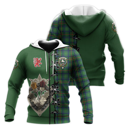 Printivon Cranstoun Tartan Hoodie Lion Rampant And Celtic Thistle Style