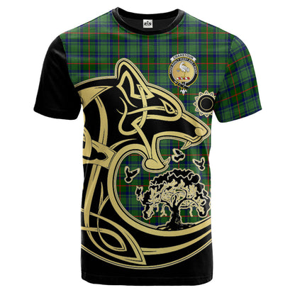 Printivon Cranstoun Crest Celtic Wolf Tartan T Shirt Custom Your Text