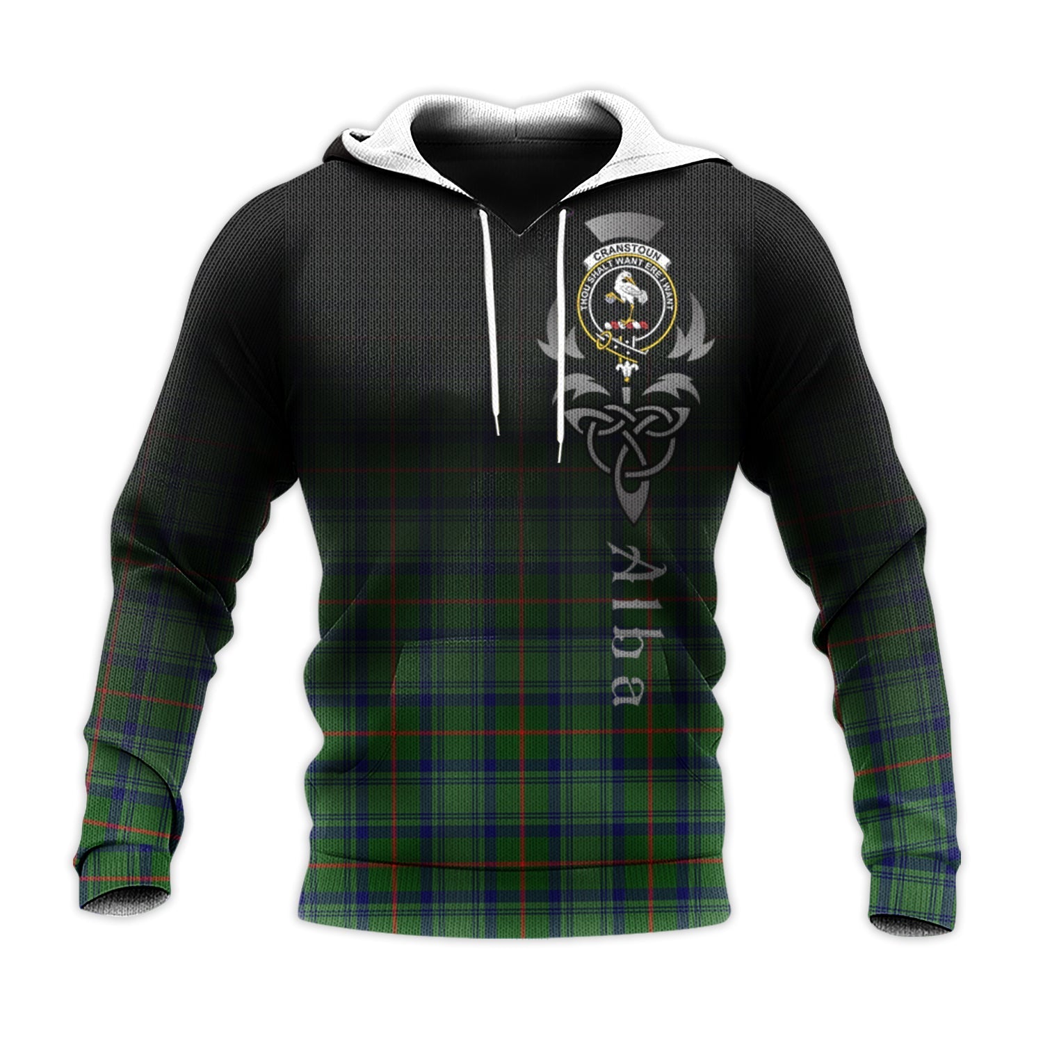 Printivon Cranstoun Tartan Crest Alba Celtic Hoodie
