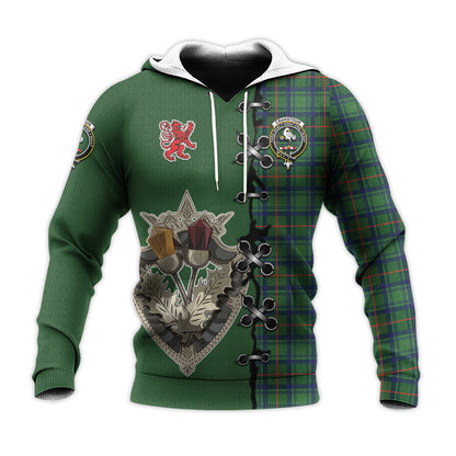 Printivon Cranstoun Tartan Hoodie Lion Rampant And Celtic Thistle Style