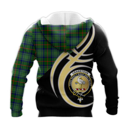 Printivon Cranstoun Clan Believe In Me Crest Tartan Knitted Hoodie Custom Your Text