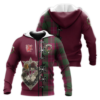 Printivon Crawford Tartan Hoodie Lion Rampant And Celtic Thistle Style