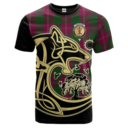 Printivon Crawford Crest Celtic Wolf Tartan T Shirt Custom Your Text