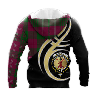 Printivon Crawford Clan Believe In Me Crest Tartan Knitted Hoodie Custom Your Text