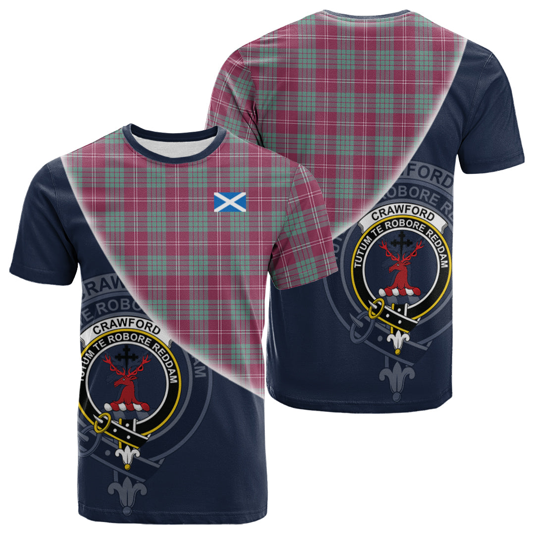 Printivon Crawford Ancient Tartan Scottish Crest T Shirt