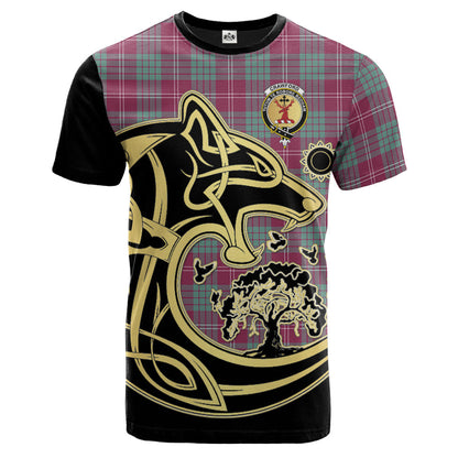 Printivon Crawford Ancient Crest Celtic Wolf Tartan T Shirt Custom Your Text
