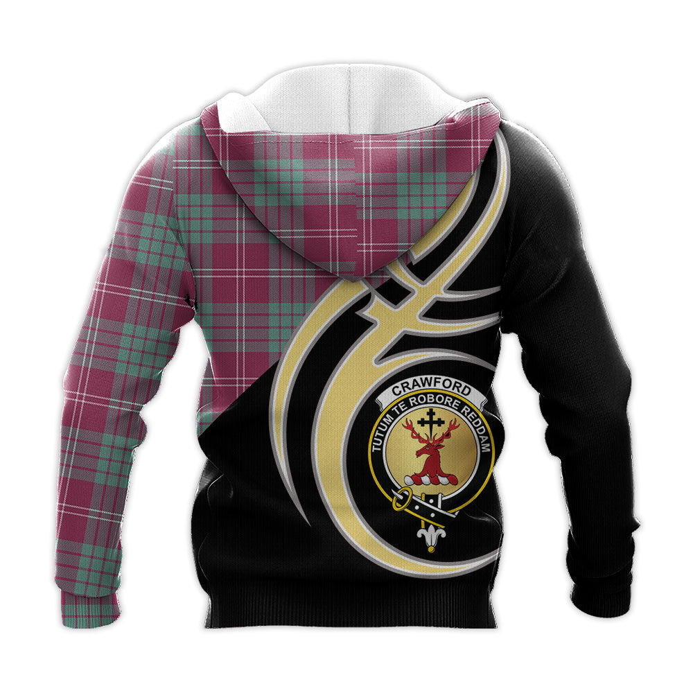 Printivon Crawford Ancient Clan Believe In Me Crest Tartan Knitted Hoodie Custom Your Text