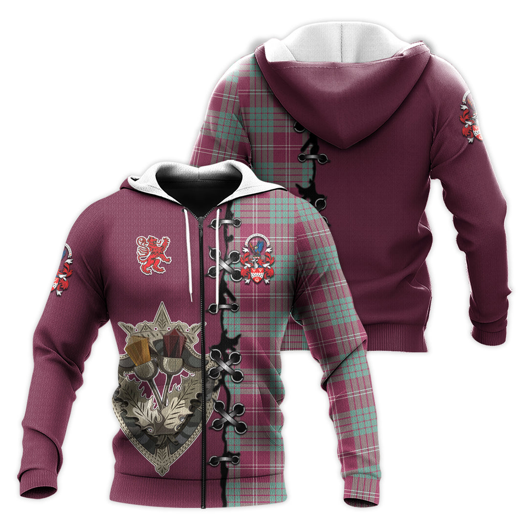 Printivon Crawford Ancient Of Newzealand Tartan Hoodie Lion Rampant And Celtic Thistle Style
