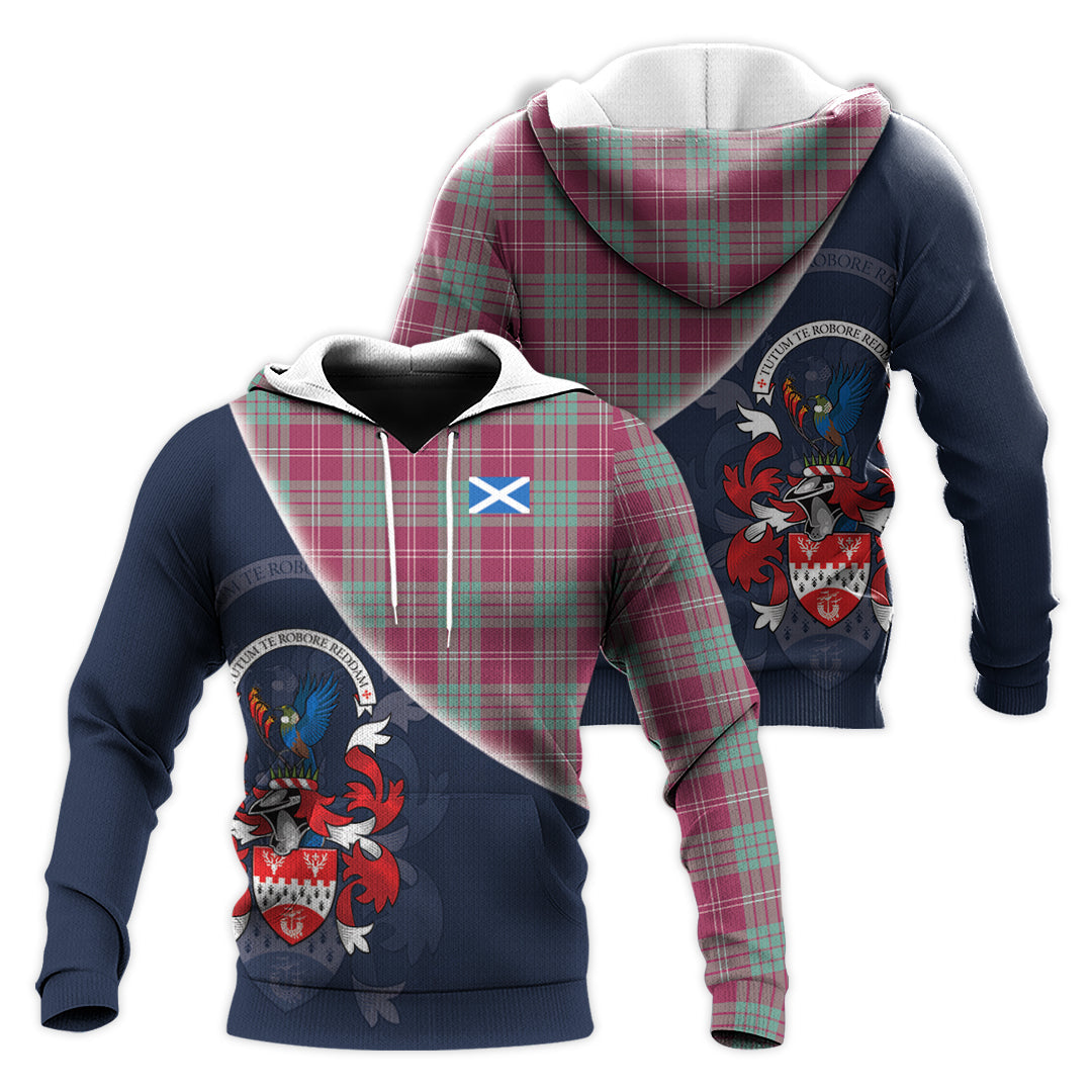 Printivon Crawford Ancient Of Newzealand Tartan Scottish Crest Hoodie