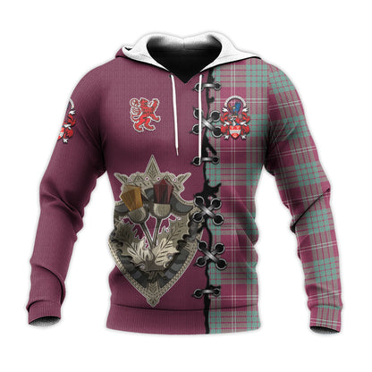 Printivon Crawford Ancient Of Newzealand Tartan Hoodie Lion Rampant And Celtic Thistle Style