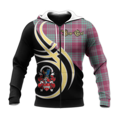 Printivon Crawford Ancient Of Newzealand Clan Believe In Me Crest Tartan Knitted Hoodie Custom Your Text
