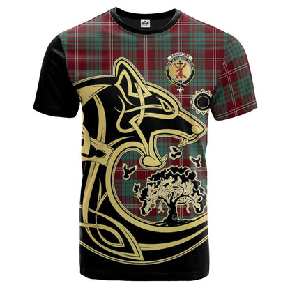 Printivon Crawford Modern Crest Celtic Wolf Tartan T Shirt Custom Your Text