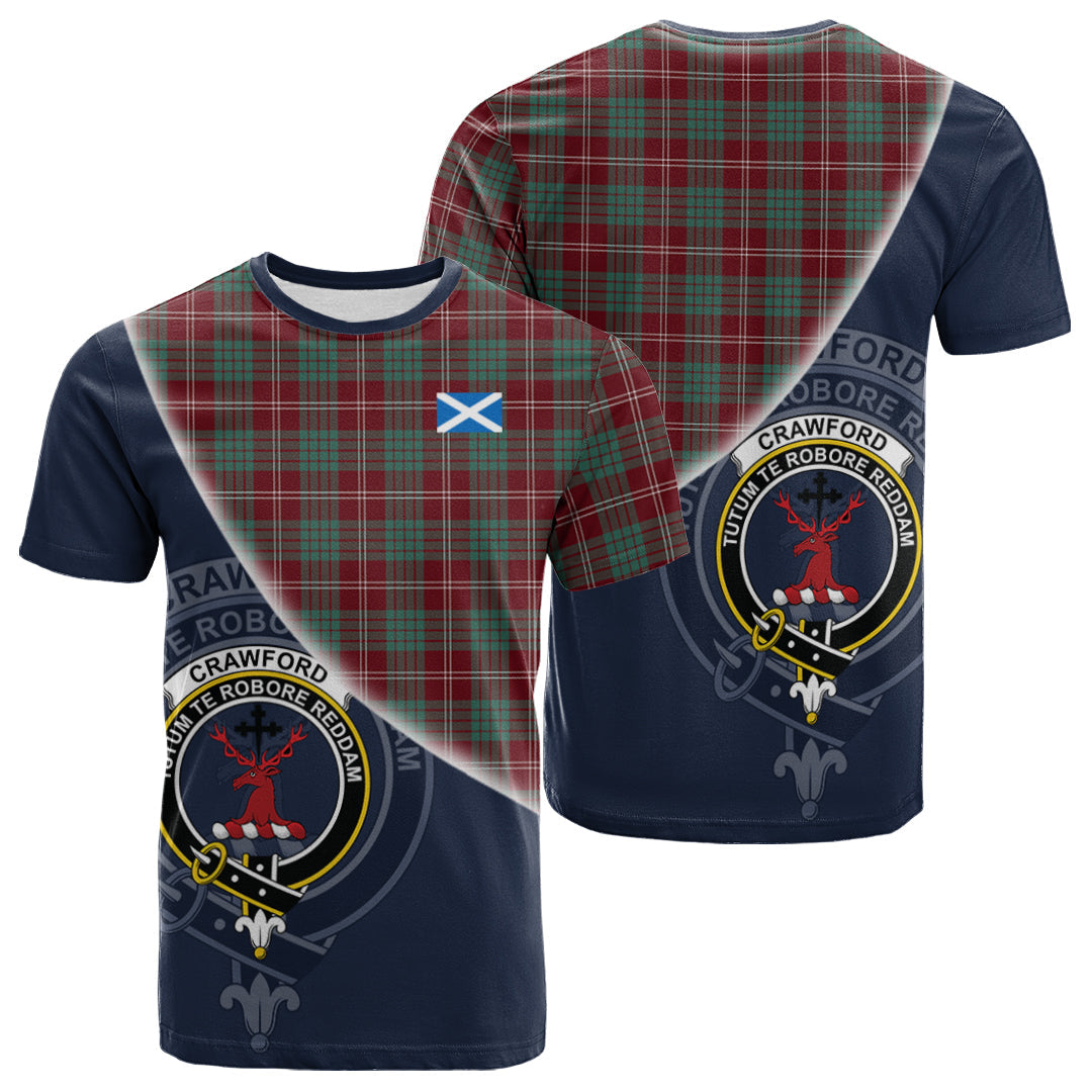Printivon Crawford Modern Tartan Scottish Crest T Shirt