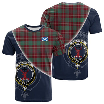 Printivon Crawford Modern Tartan Scottish Crest T Shirt