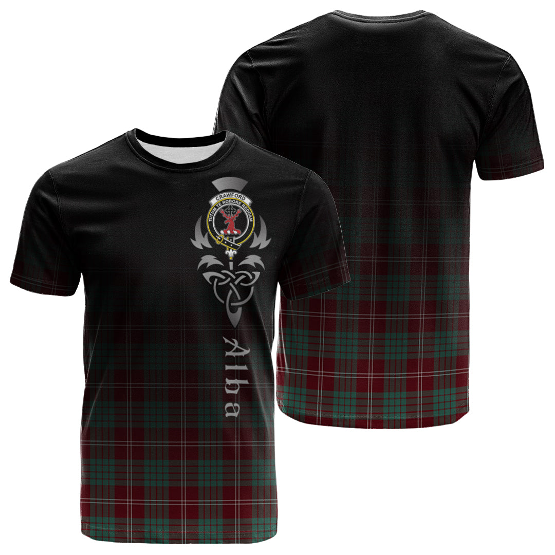 Printivon Crawford Modern Tartan Crest Alba Celtic T Shirt