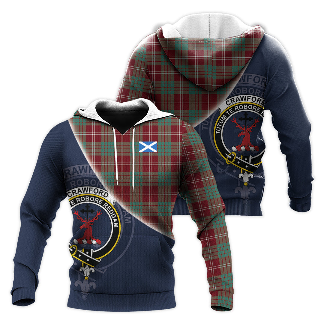 Printivon Crawford Modern Tartan Scottish Crest Hoodie
