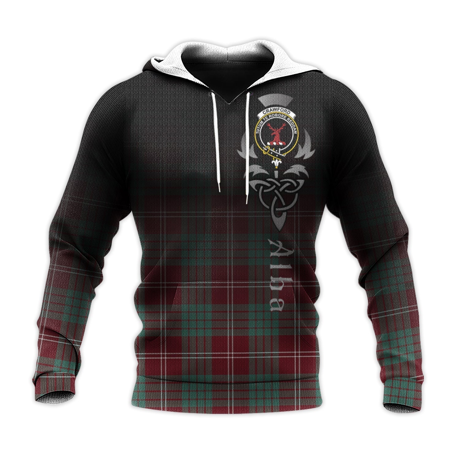Printivon Crawford Modern Tartan Crest Alba Celtic Hoodie