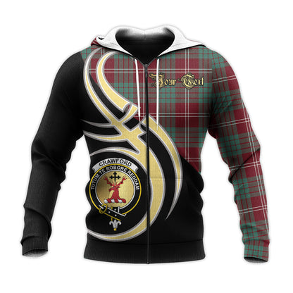 Printivon Crawford Modern Clan Believe In Me Crest Tartan Knitted Hoodie Custom Your Text