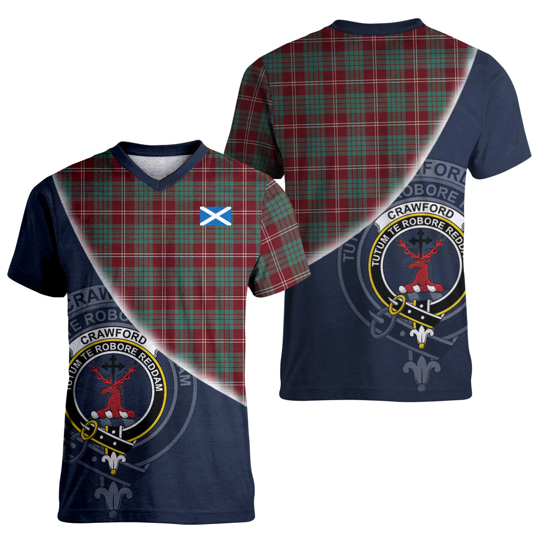 Printivon Crawford Modern Tartan Scottish Crest T Shirt