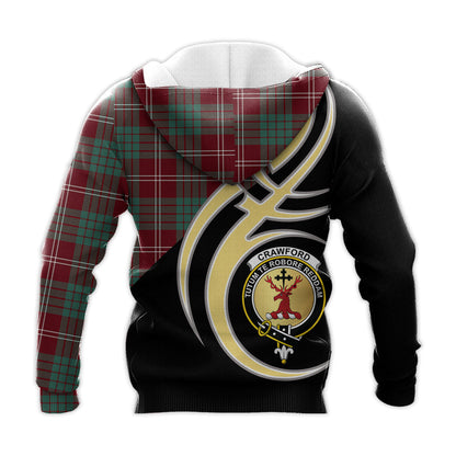 Printivon Crawford Modern Clan Believe In Me Crest Tartan Knitted Hoodie Custom Your Text
